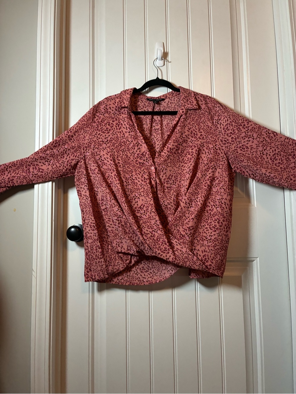 Zac & Rachel Rose Pink Leopard-Print Wrap Blouse